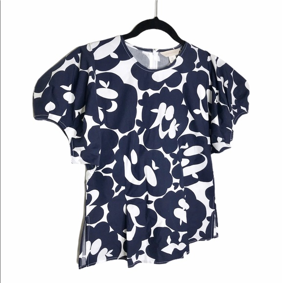 Anthropologie Womens Mignon Doo Angie Floral Print Poplin Top Blue XS - Picture 6 of 9